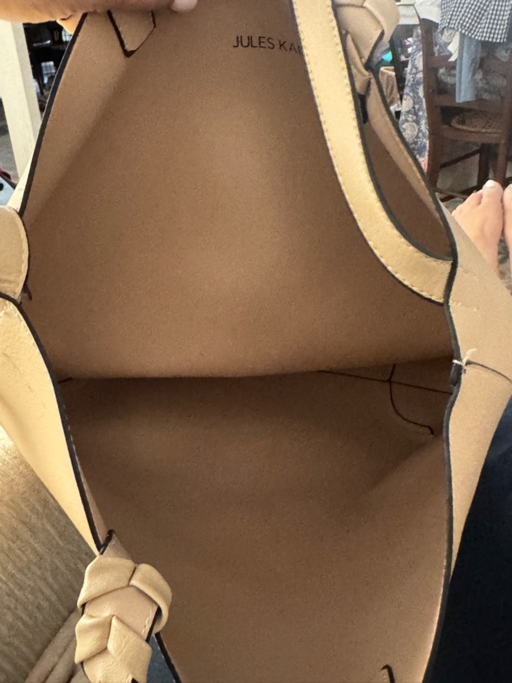 Jules Kae Charlotte Blush Vegan Leather Tote Whipstitch Handles Crossbody Strap - Picture 6 of 6